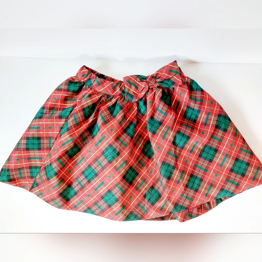 Plaid Christmas Skirt‎ with Bow Adjustable Waist size 8 Gymboree